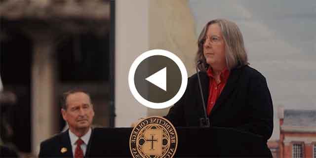 Dr. Kimberly Shankman delivers a speech during the library ground breaking event